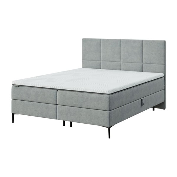 Szürke ágyneműtartós boxspring ágy 180x200 cm Bufo – MESONICA