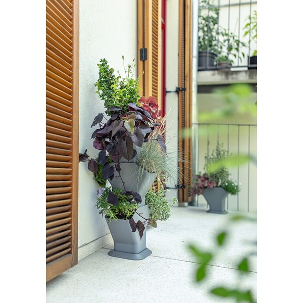 Tree szürke függőleges kialakítású, önöntöző virágtartó - Plastia-image-1