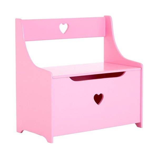 Rózsaszín gyerek szekrény ülőkével 60x62x34 cm Pink Heart – Premier Housewares