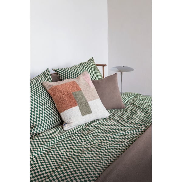 Zöld-bézs egyszemélyes pamut-szatén ágyneműhuzat 140x200 cm Mini – Mette Ditmer Denmark-image-2