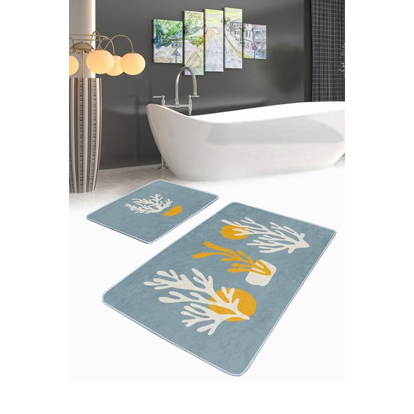 Kék fürdőszobai kilépő szett 2 db-os 60x100 cm – Mila Home-image-3