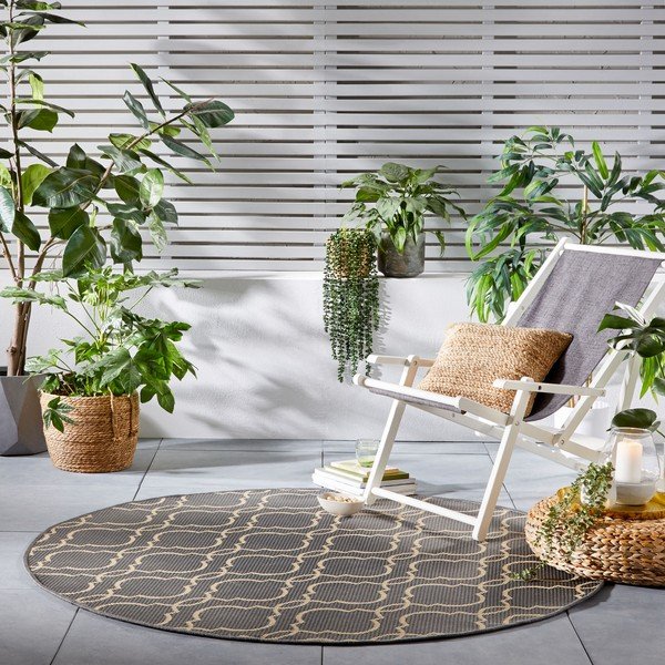 Szürke-bézs kerek kültéri szőnyeg ø 160 cm Milan - Flair Rugs-image-1