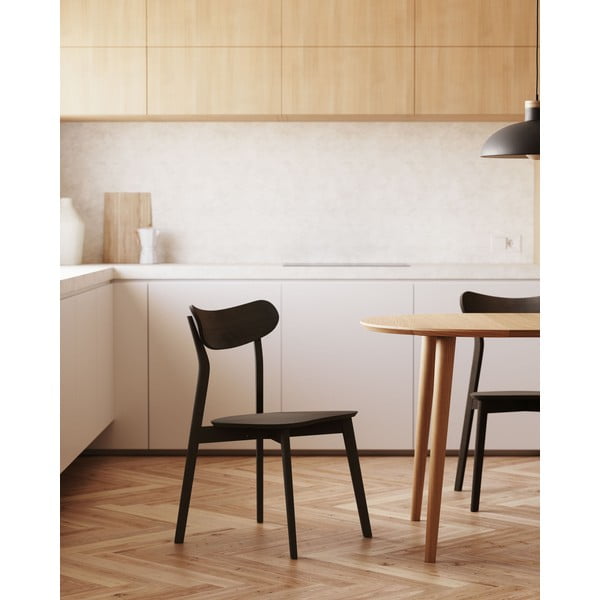 Barna étkezőszék szett  tölgyfa dekorral, 2 db-os Safina – Kave Home-image-1