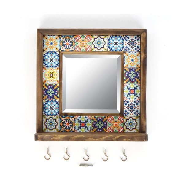 Fali tükör polccal kő kerettel 32.5x33 cm – Wallity-image-2