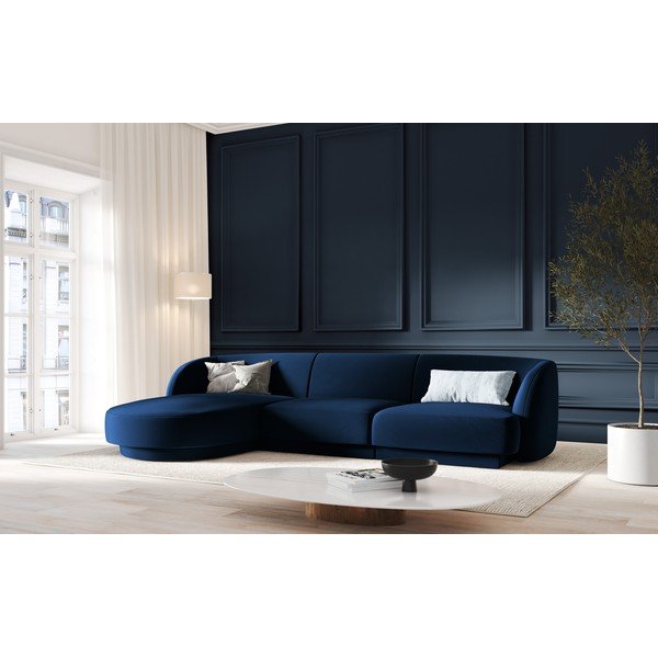 Kék bársony sarokkanapé (bal oldali) Miley - Micadoni Home-image-4