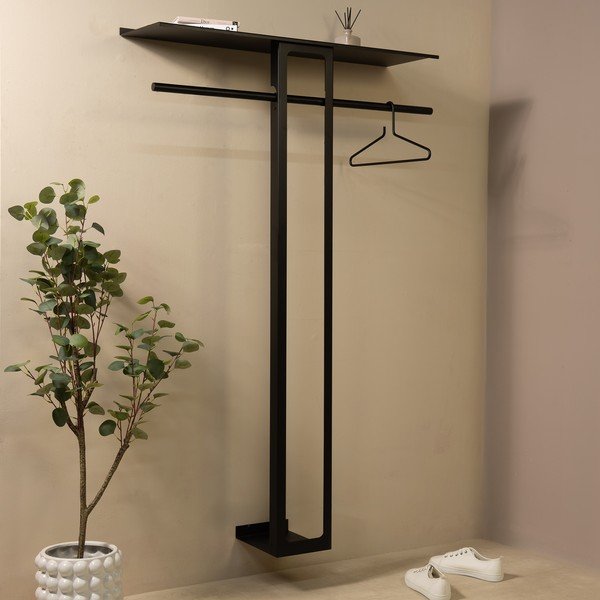 Fekete acél fali fogas polccal 100 cm Luno Large – Spinder Design-image-1
