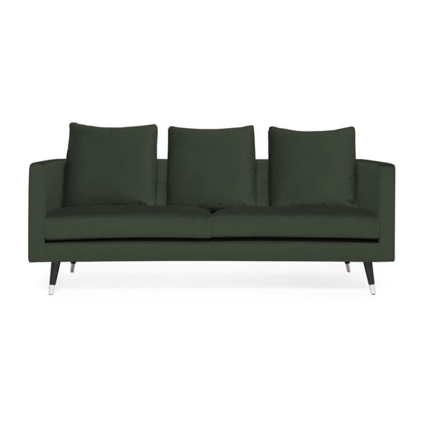 Harper Velvet sötétzöld 3 személyes kanapé, ezüstszínű lábakkal - Vivonita