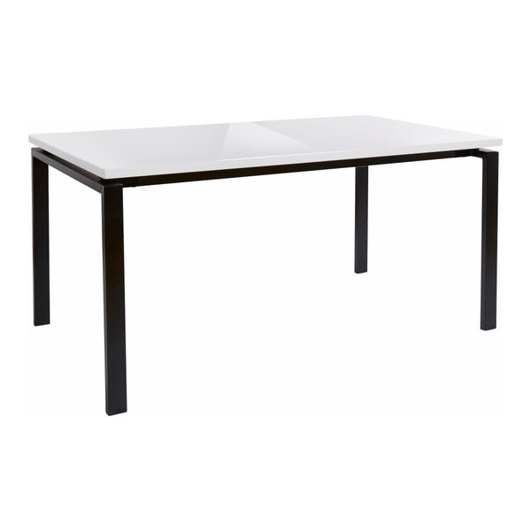 Sandra fekete étkezőasztal fényes fehér asztallappal, 90 x 160 cm - Støraa