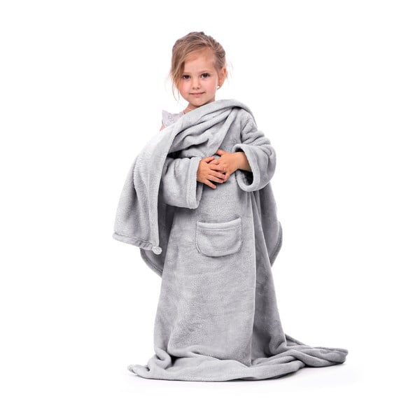 Lazykids szürke gyermek TV-nézős takaró ujjakkal - DecoKing-image-2