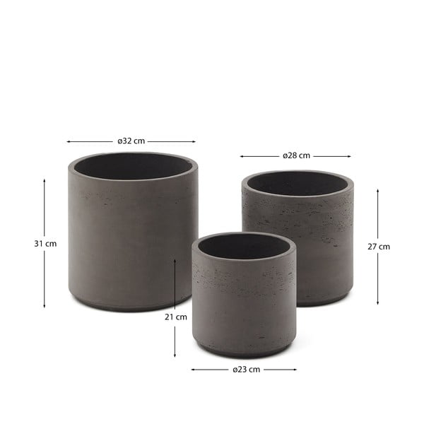 Cement kaspó szett 3 db-os ø 32 cm Sintina – Kave Home-image-3