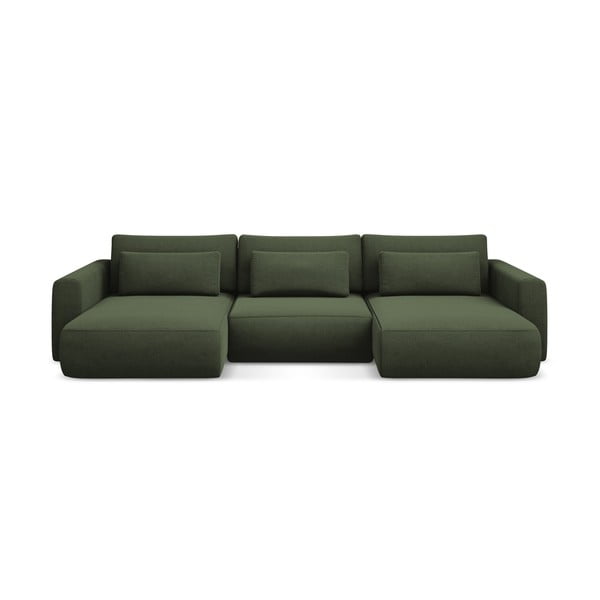 Khaki kinyitható-tárolóhelyes (U alakú) sarokkanapé Kapua – Makamii