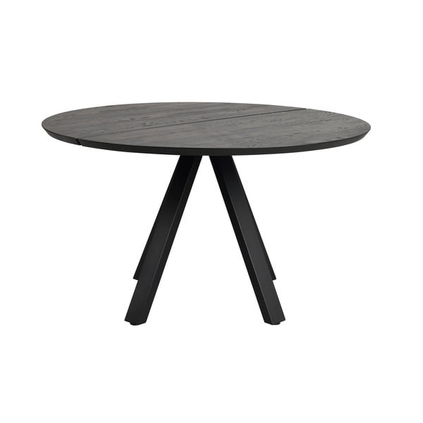 Fekete kerek étkezőasztal tölgyfa asztallappal ø 130 cm Carradale – Rowico-image-2