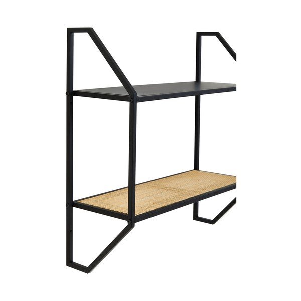 Fekete-natúr színű többszintes fém fali polc 61 cm Depok – Premier Housewares-image-3