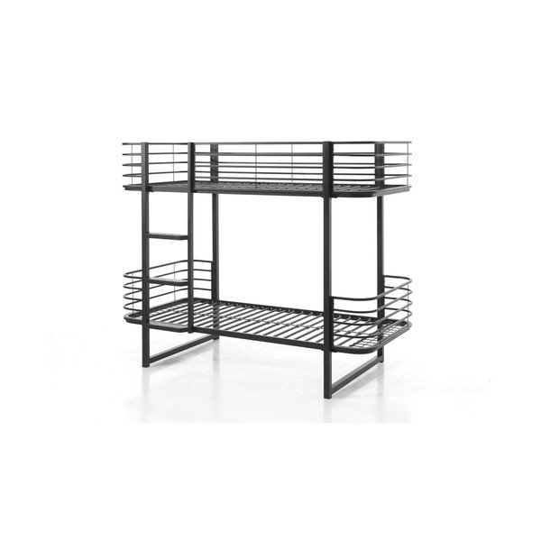 Fekete emeletes fém gyerekágy ágyráccsal 90x200 cm Oscar – Vipack