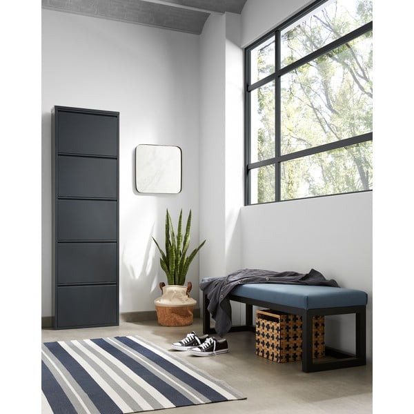 Antracitszürke fém billenő ajtós cipőtartó 50x169x15 cm Ode – Kave Home-image-3