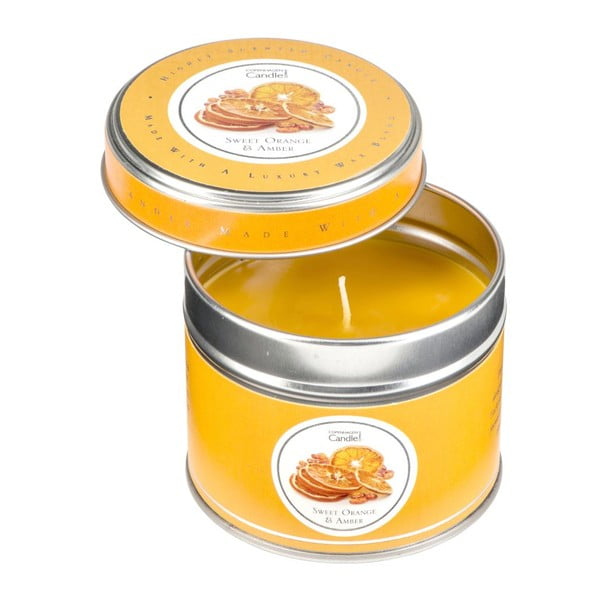 Aromagyertya lemez dobozban narancs és borostyán illatával, 32 órát ég - Copenhagen Candles