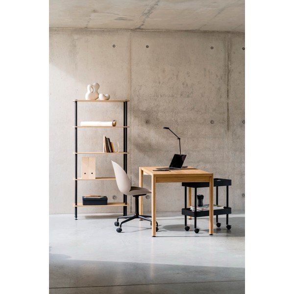 Fekete polcos állvány tölgyfa dekorral 80x163x35 cm Teidi – noo.ma-image-1