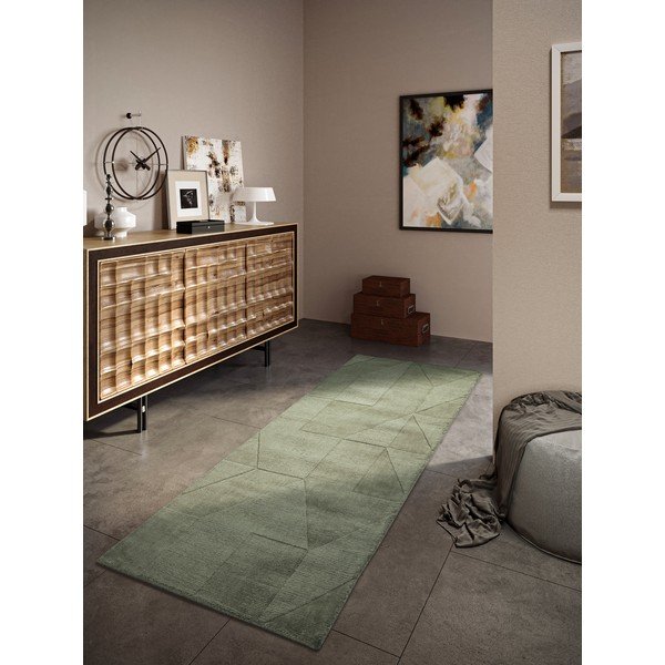 Zöld kézi szövésű gyapjú futószőnyeg 80x250 cm Ursule – Villeroy&Boch-image-1