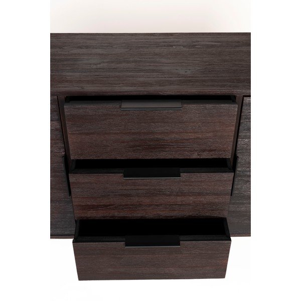 Barna teakfa alacsony komód 135x82 cm Webster – White Label-image-4