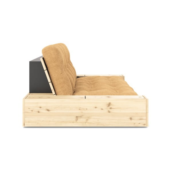 Mustársárga-világosbarna kordbársony kinyitható kanapé 244 cm Base – Karup Design-image-3