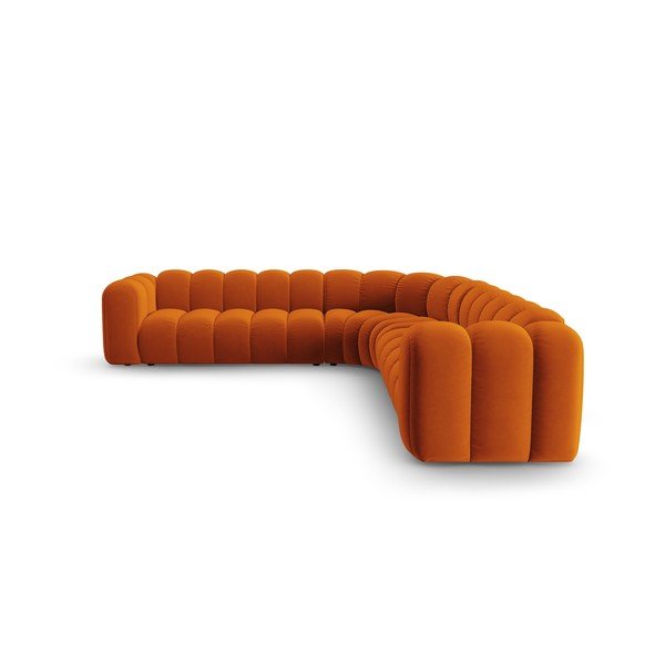 Téglavörös bársony moduláris sarokkanapé Lupine – Micadoni -image-2