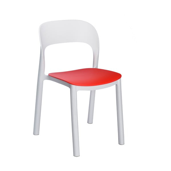 Ona 4 db fehér kerti szék piros ülőrésszel - Resol