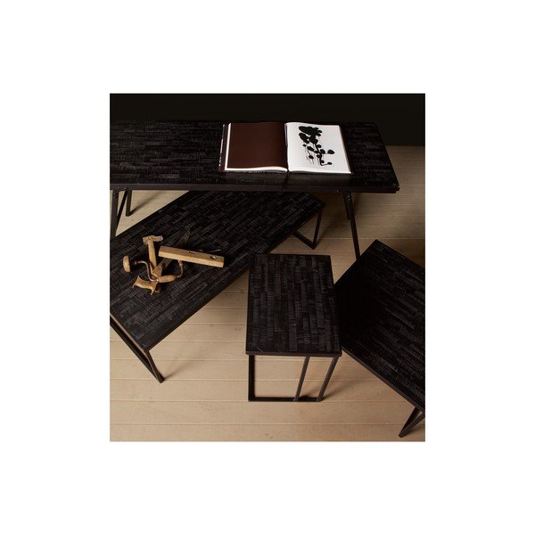 Shape fekete asztalka újrahasznosított teakfa asztallappal- BePureHome-image-4