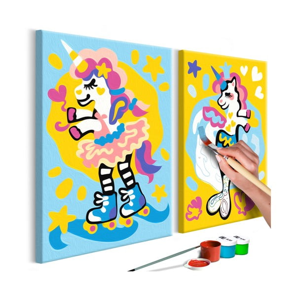 Funny Unicorns DIY készlet, saját kétrészes vászonkép festése, 33 x 23 cm - Artgeist