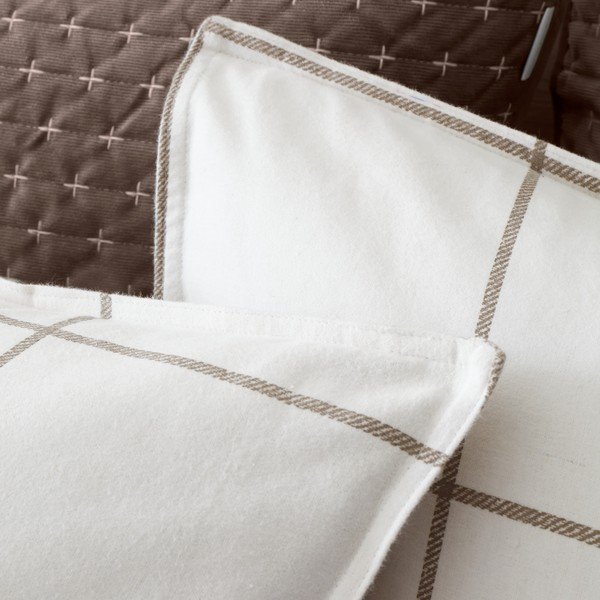 Krémszínű-szürkésbarna kétszemélyes flanel ágyneműhuzat 200x200 cm Brushed Regal Check – Bianca-image-3