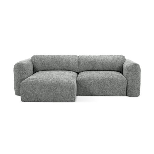 Szürke zsenília kinyitható-tárolóhelyes sarokkanapé (bal oldali-heverő résszel) Mele – Makamii