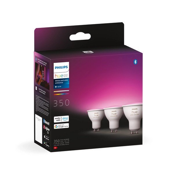 LED okos izzó szett 3 db-os GU10, 6 W White and color ambiance – Philips Hue-image-2