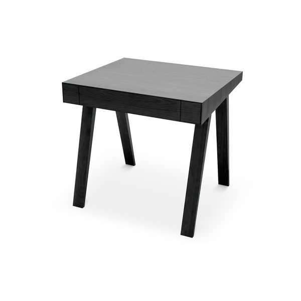 Fekete asztal kőrisfa lábakkal, 80 x 70 cm - EMKO