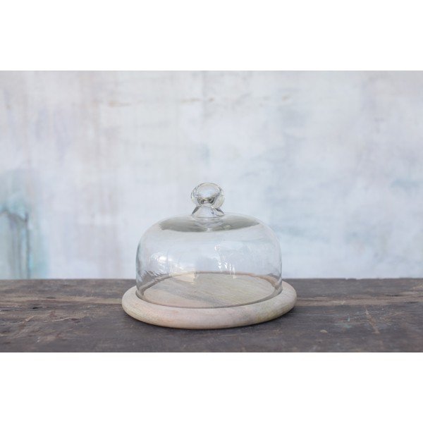 Bell Dome mangófa tálalótálca üvegfedéllel - Nkuku-image-1