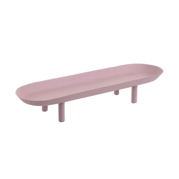 Antique rózsaszín fém szervírozó tál lábakon, szélesség 45 cm - InArt
