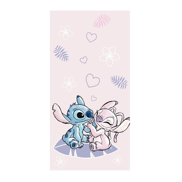 Rózsaszín pamut gyerek fürdőlepedő 70x140 cm Lilo and Stitch "Pink" – Jerry Fabrics