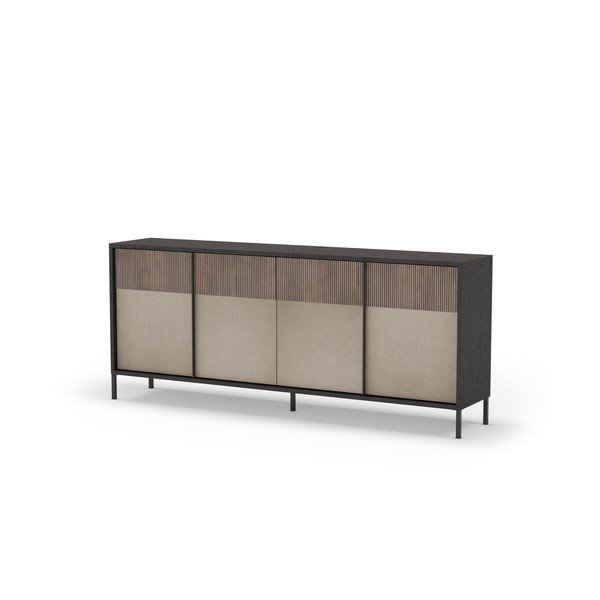 Antracitszürke-világosbarna alacsony komód 206x86 cm Amalia – Marckeric-image-2