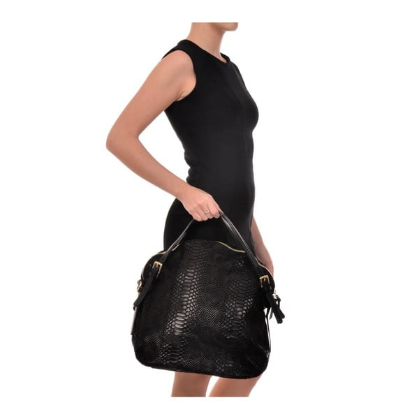 Hobo fekete bőr kézitáska - Carla Ferreri-image-3