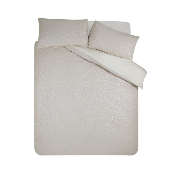 Szürkésbézs kétszemélyes jacquard ágyneműhuzat 200x200 cm Corded Leaves – Catherine Lansfield