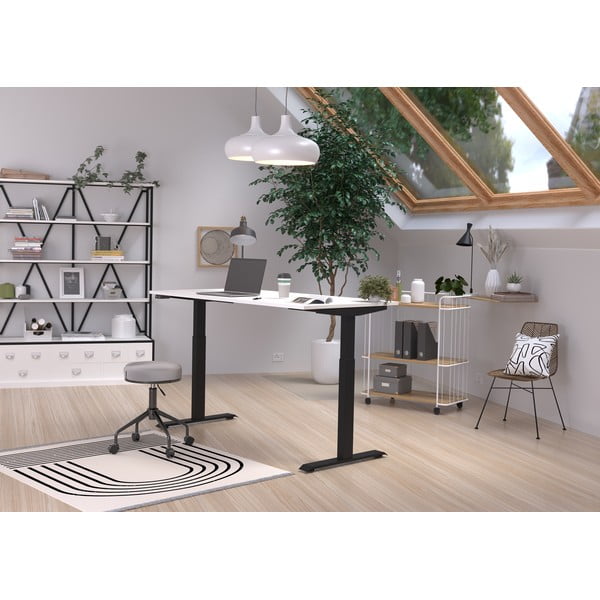 Íróasztal elektromosan állítható magassággal, fehér asztallappal 80x160 cm Jet – Germania-image-1