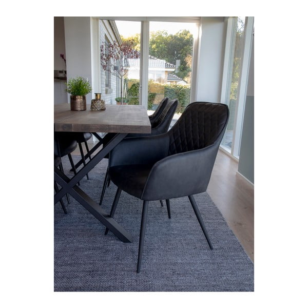 Sötétszürke kárpitozott karfás étkezőfotel szett 2 db-os Harbo – House Nordic-image-2