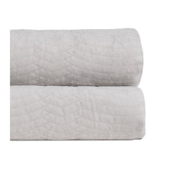 Krémszínű bársony steppelt ágytakaró 230x260 cm – Ixia