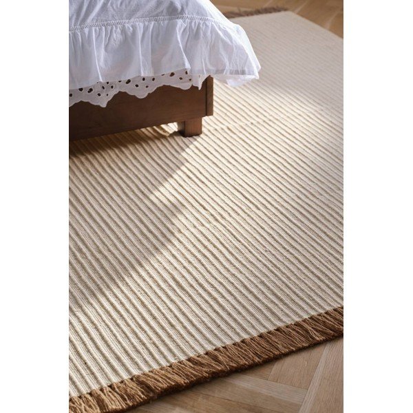 Krémszínű kézi szövésű pamutkeverék futószőnyeg 80x150 cm Channa – Jotex-image-1