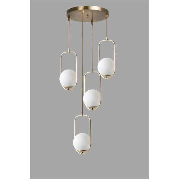 Fehér-aranyszínű függőlámpa üveg búrával ø 30 cm Ahu – Opviq lights-image-2