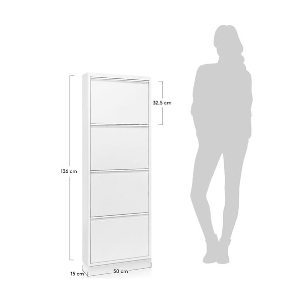 Fehér fém billenő ajtós cipőtartó 50x136x15 cm Ode – Kave Home-image-4