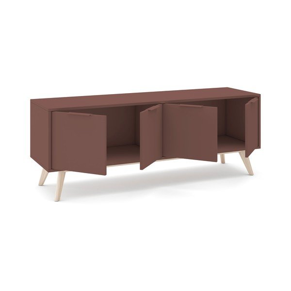 Terrakotta színű matt TV-állvány 140x53x40 cm Campus – Marckeric-image-3