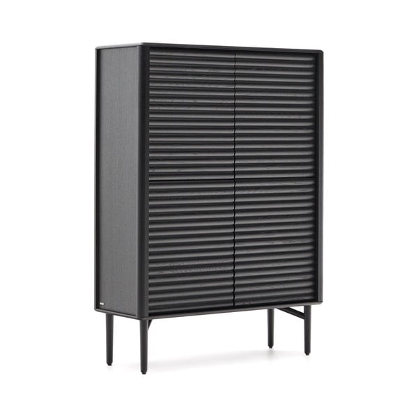Fekete szekrény tölgyfa dekorral 104,5x144x40 cm Lenon – Kave Home-image-2