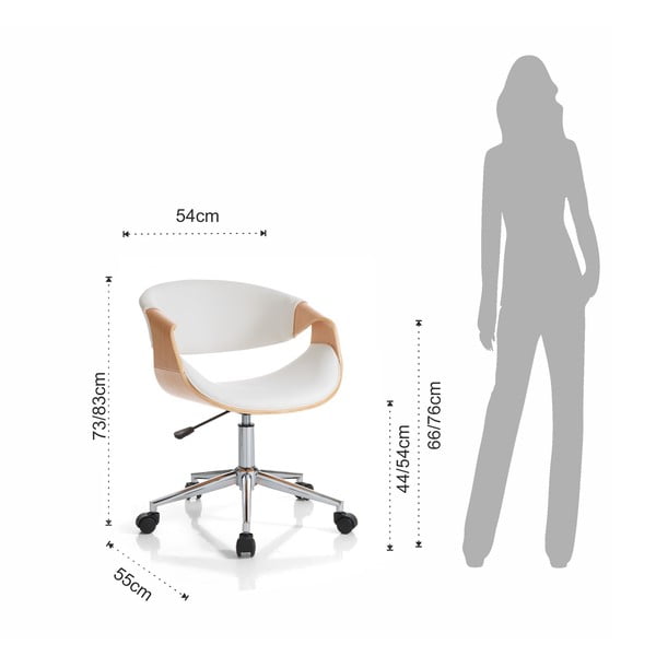 Fehér-natúr színű bőrutánzat irodai szék Visby – Tomasucci-image-4