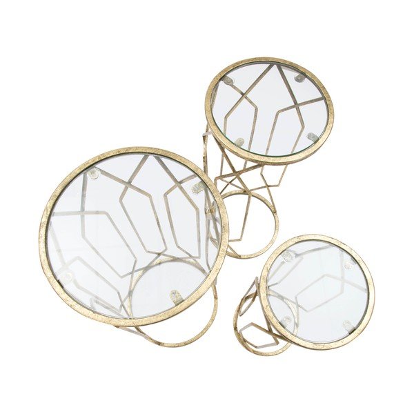 Kerek tárolóasztal szett üveg asztallappal, 3 db-os ø 32 cm Tunisi – Mauro Ferretti-image-2