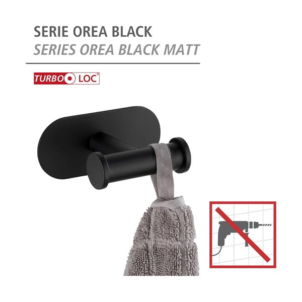 Orea fekete öntartó falra szerelhető törölközőtartó - Wenko-image-4