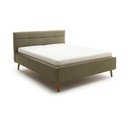 Zöld kárpitozott ágyneműtartós franciaágy ágyráccsal 180x200 cm Lotte – Meise Möbel